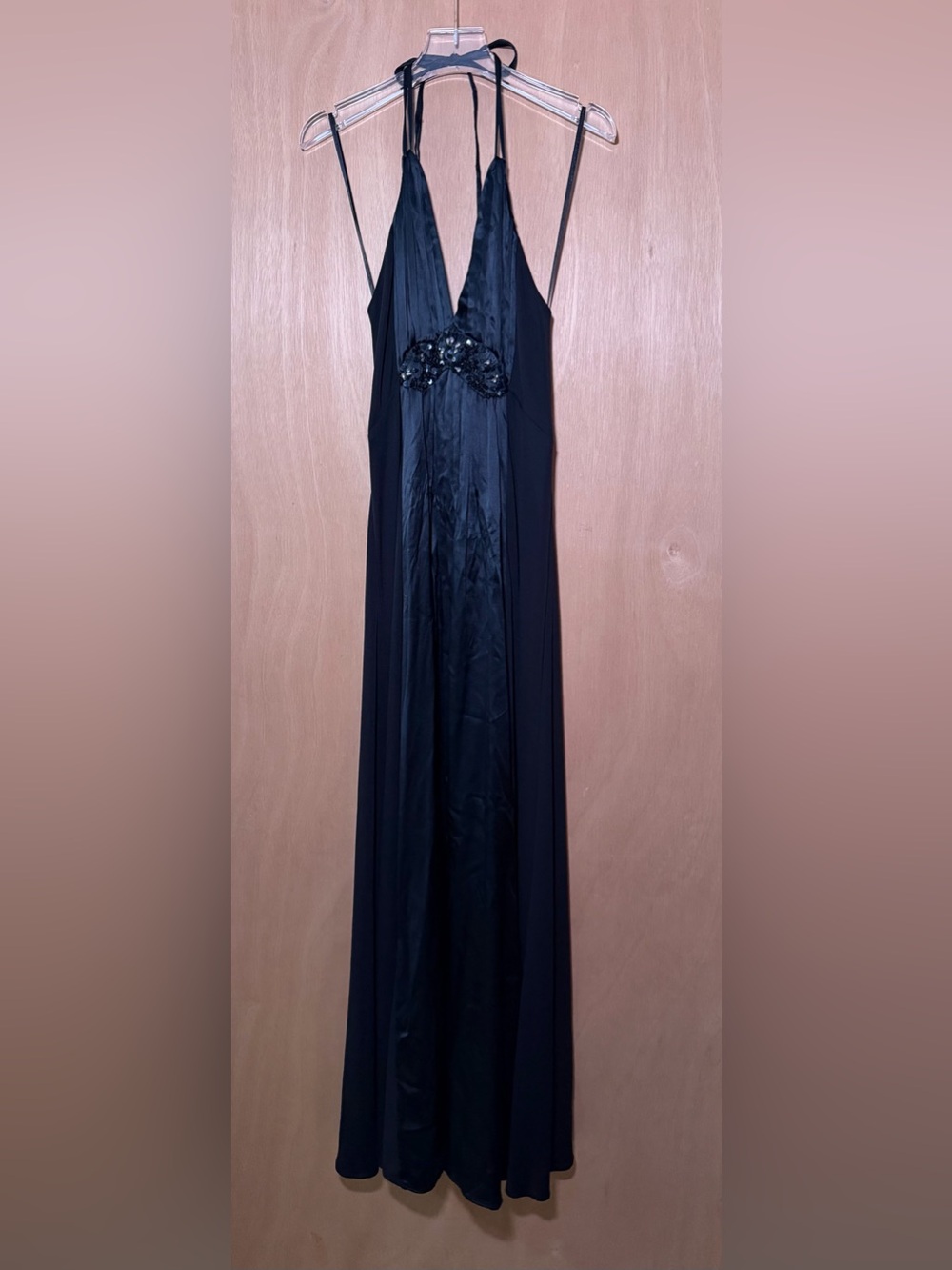 BCBGMaxAzria Black Halter Maxi Skirt with Beaded Accent